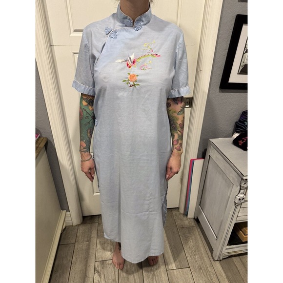 Vintage 70s Jodie Arden Asian Embroidered Nightgown Size XL - Picture 6 of 8